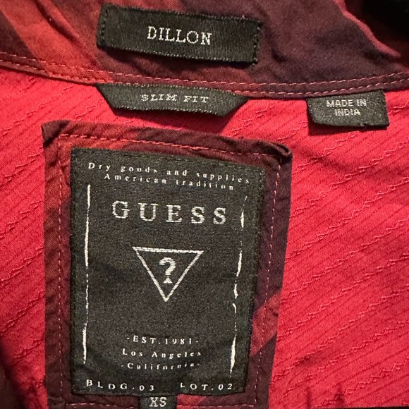 GUESS - Red/Black Button Down - Size X-Small - Picture 3 of 4